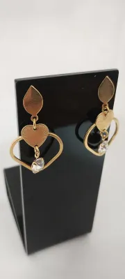 Brinco Banhado a Ouro Coração com Textura